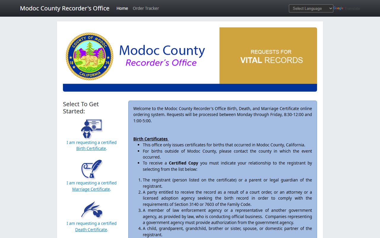 Modoc County online portal information