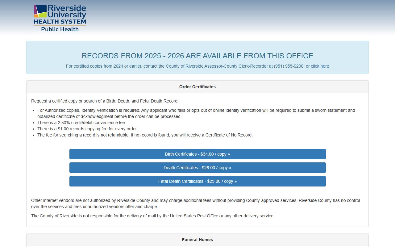 Riverside County Clerk-Recorder online portal